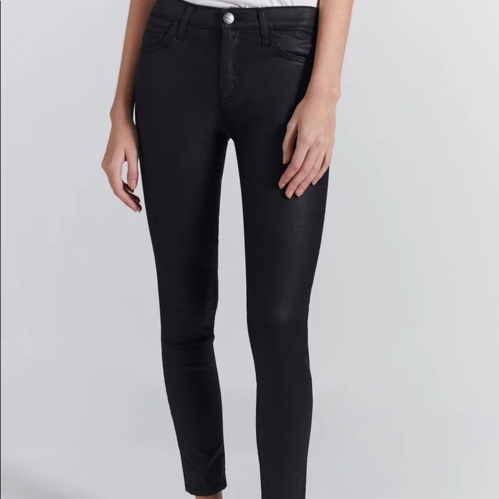 Current/Elliot Black Coated Skinny Jeans Sz 28